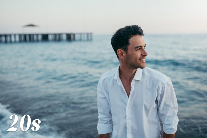 man in his 20s at the beach