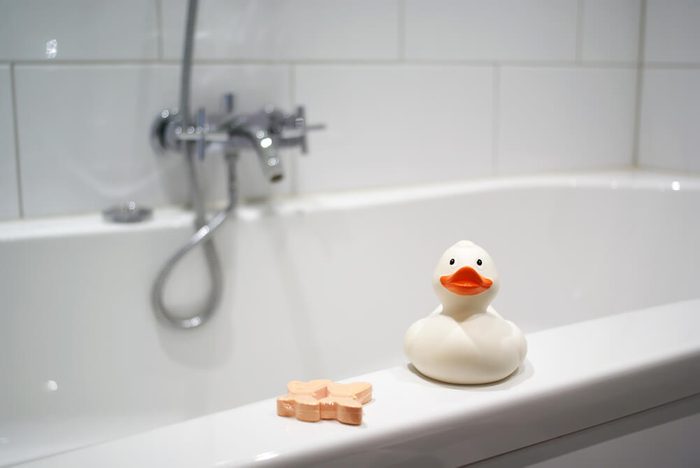 Part of a modern bathroom.