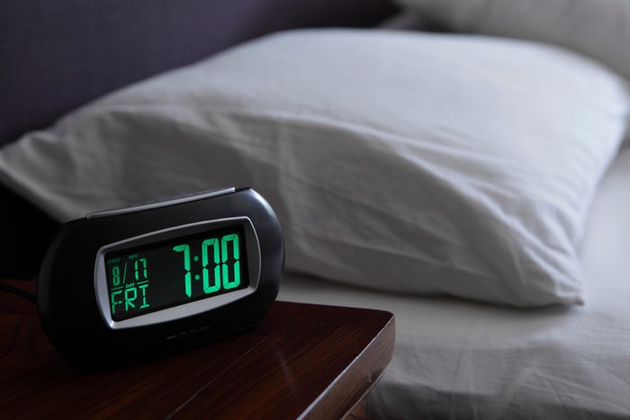 alarm clock on night stand