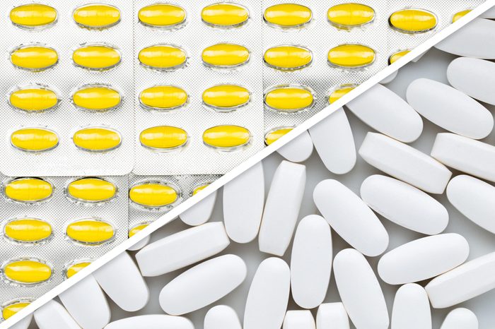 yellow supplements next to white pills