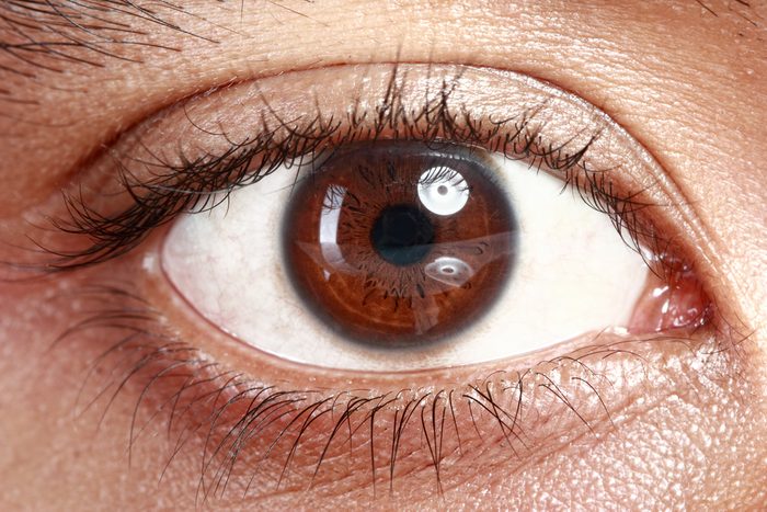 Close up picture of brown eyes from a young man