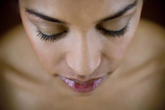 young woman looking down