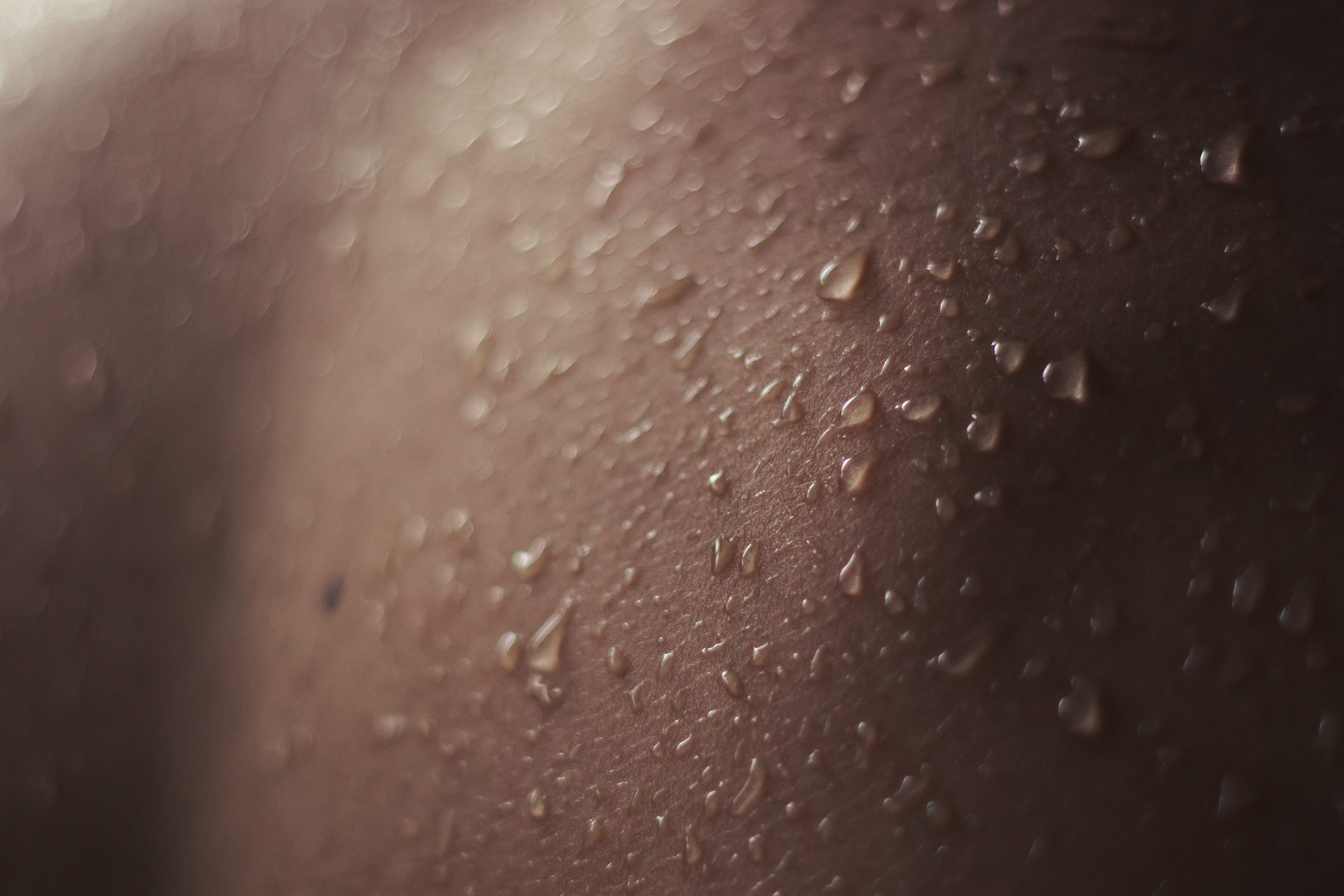 close up of sweat on skin