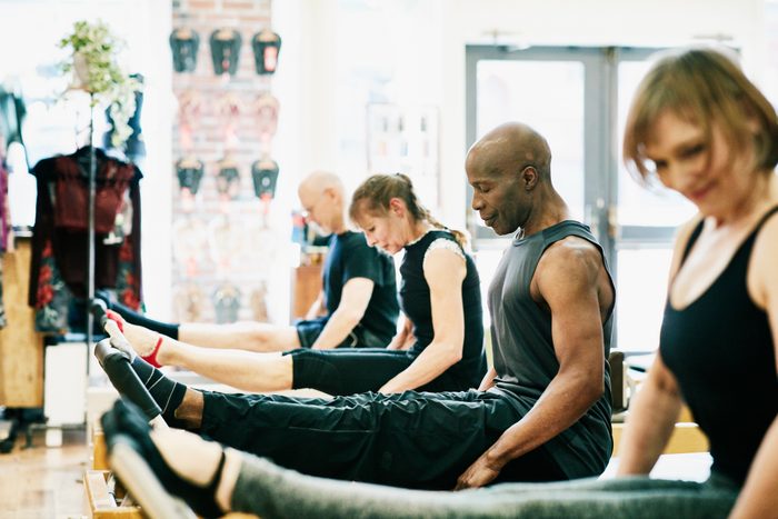 pilates class doing exercises