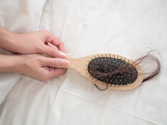 hair loss problem, hair brush with hair