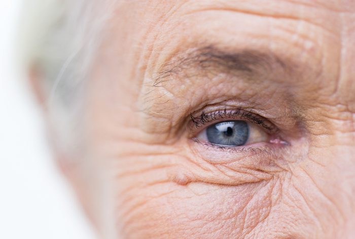 closeup of older woman's eye