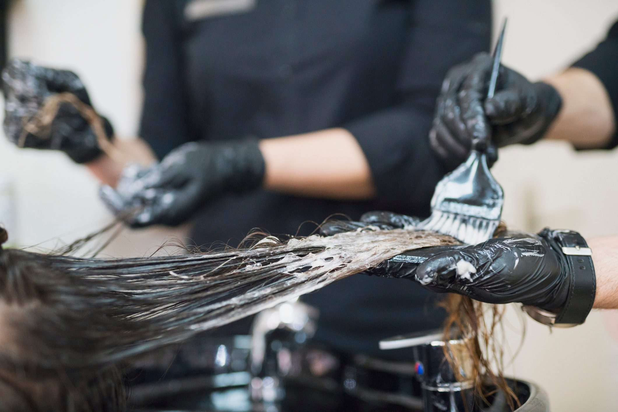 coloring hair close up