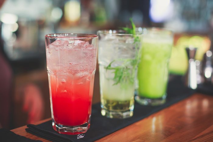 cocktails on a bar