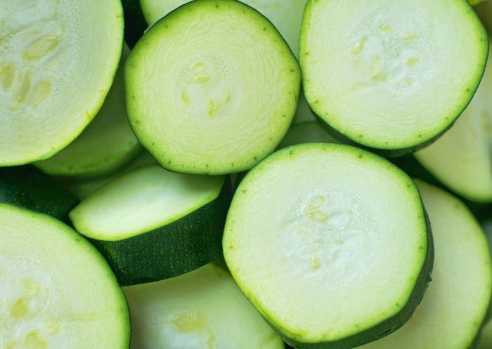 Large slices of squashes vegetable marrow zucchini close up