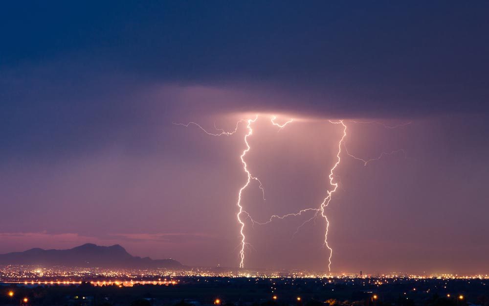 Lightning strikes during a storm over El Paso, Texas