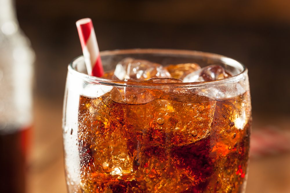 Refreshing Bubbly Soda Pop with Ice Cubes