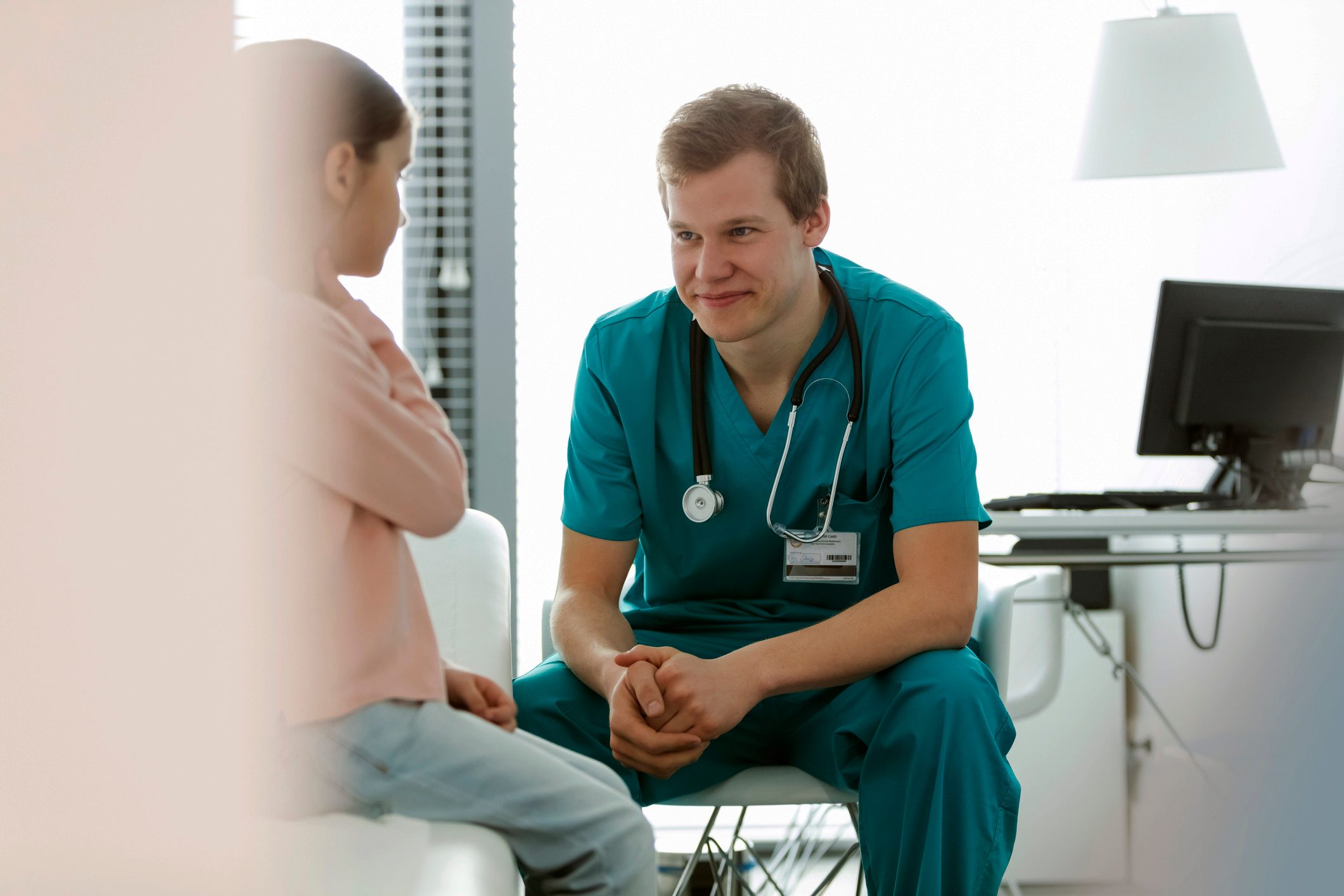 young girl visiting the nurse