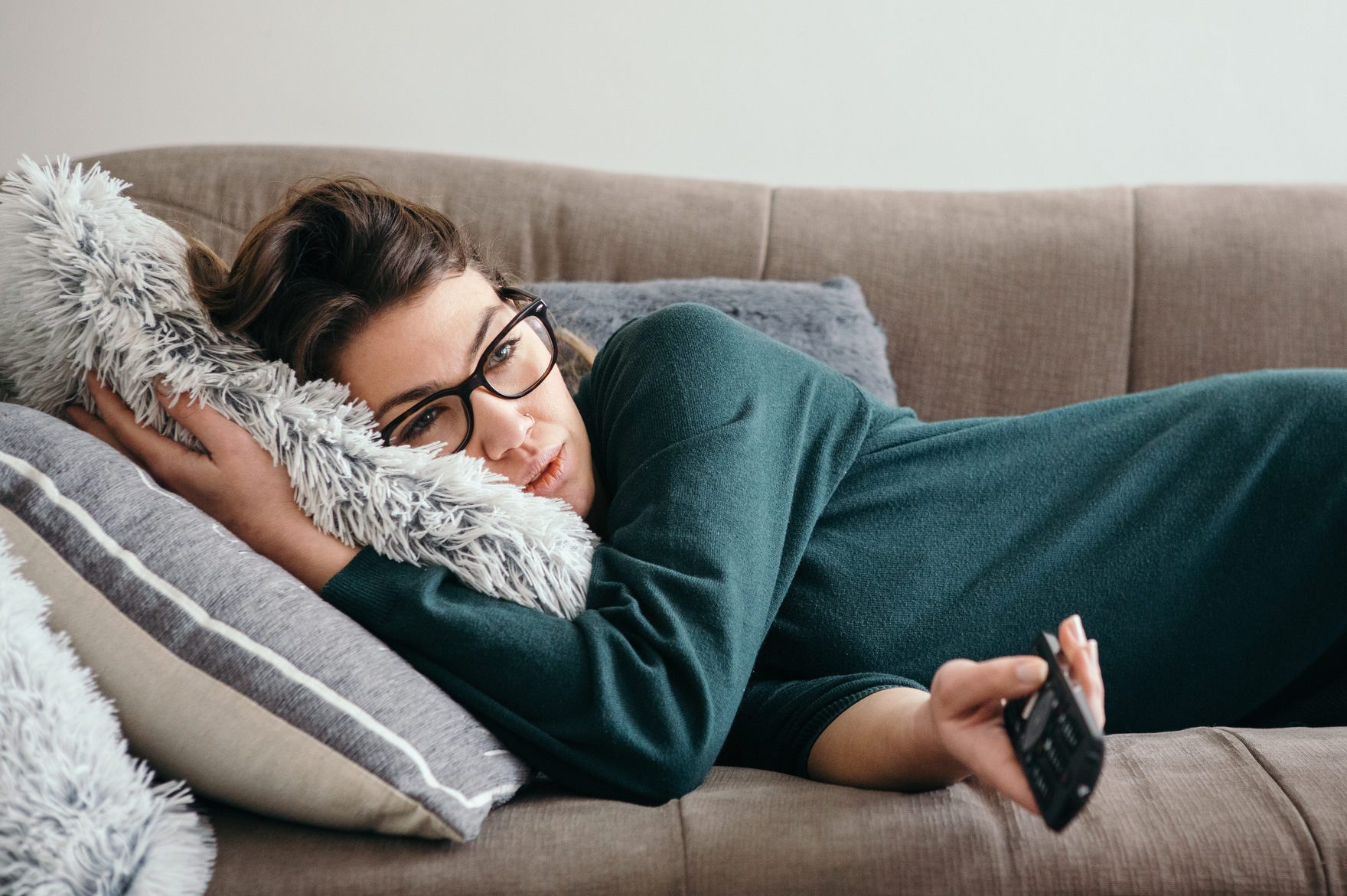 anxiety and social life woman on couch