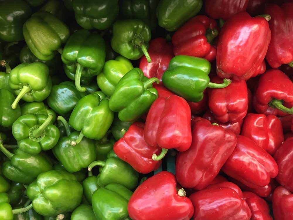 Green and red peppers