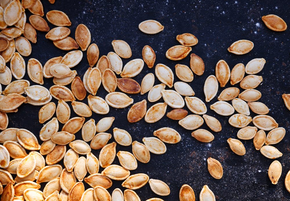 Toasted Pumpkin Seed on black background