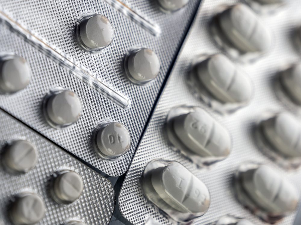 Blister pack with white pills