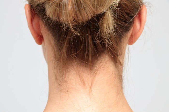 Nape of a young woman's neck