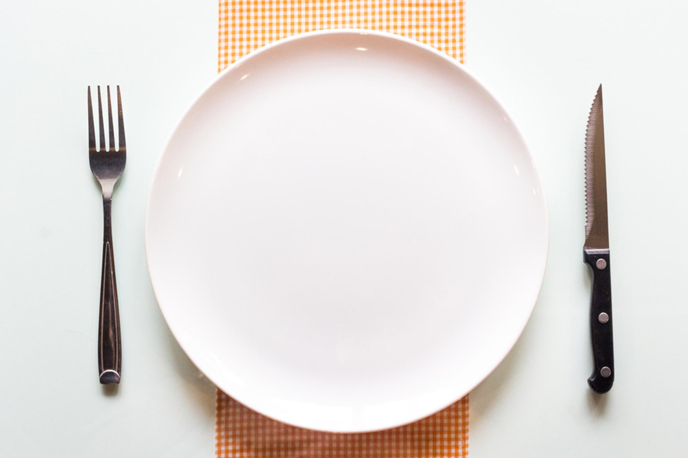 empty plate with knife and fork