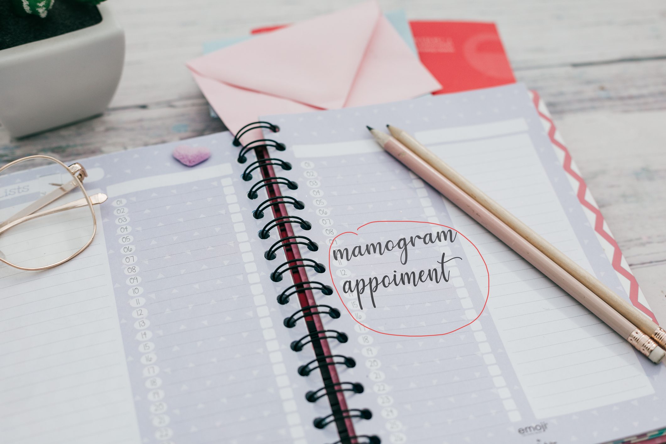 mammogram appointment in calendar