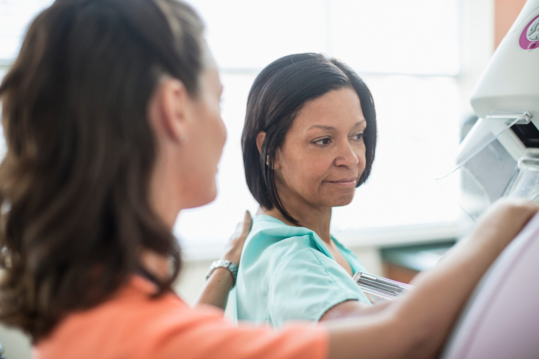 woman getting a mammogram