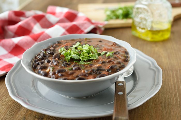 Black bean soup in a bowl