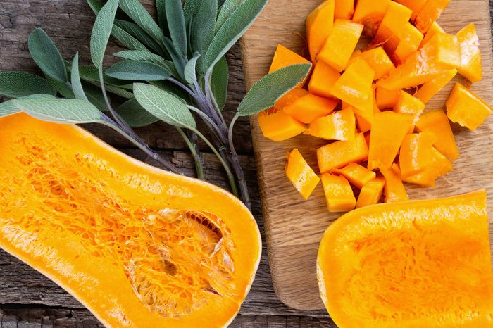 butternut squash on wood table