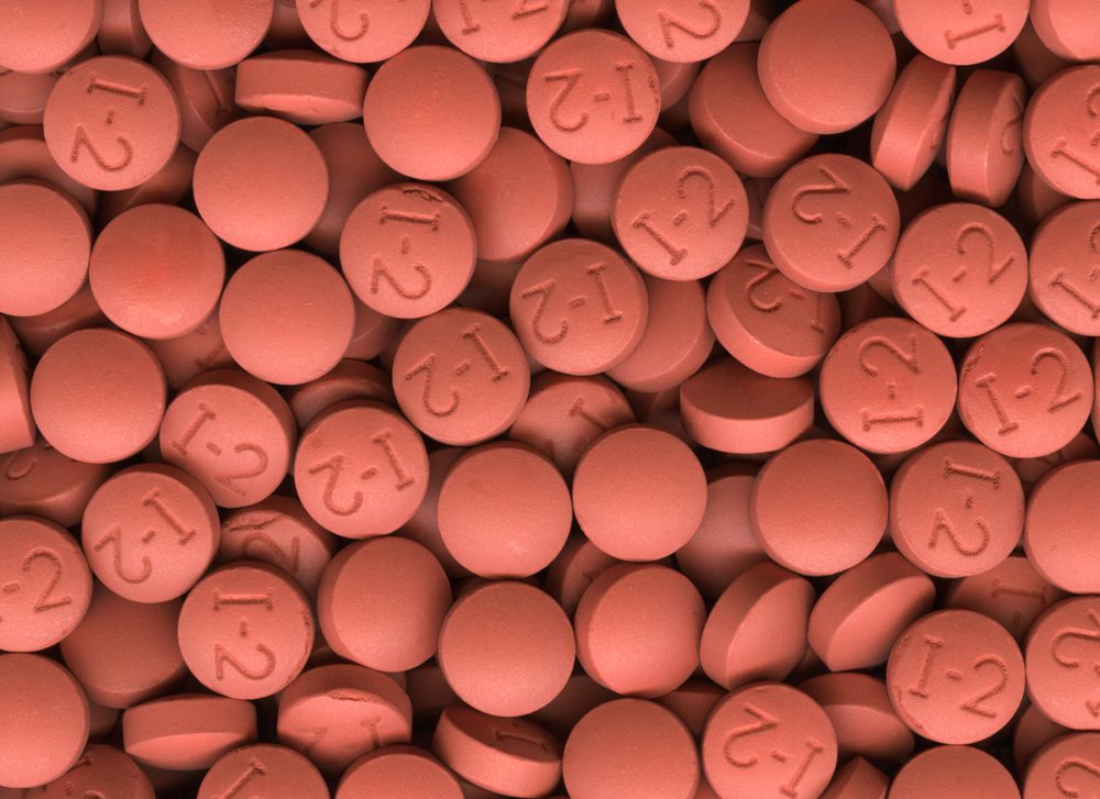 Ibuprofen tablets close up