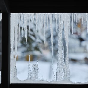 frozen window with ice background