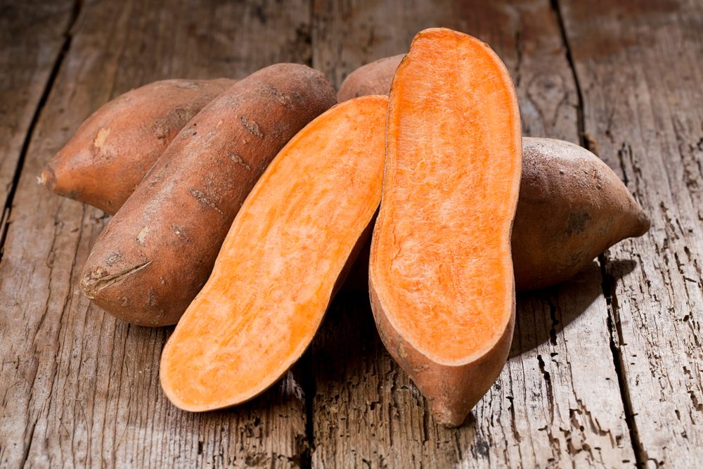 sweet potatoes, whole and halved