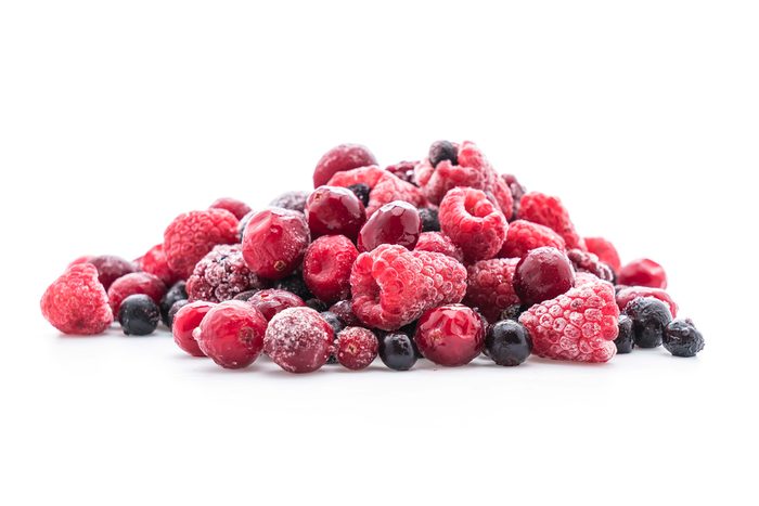 frozen mixed berry on white background