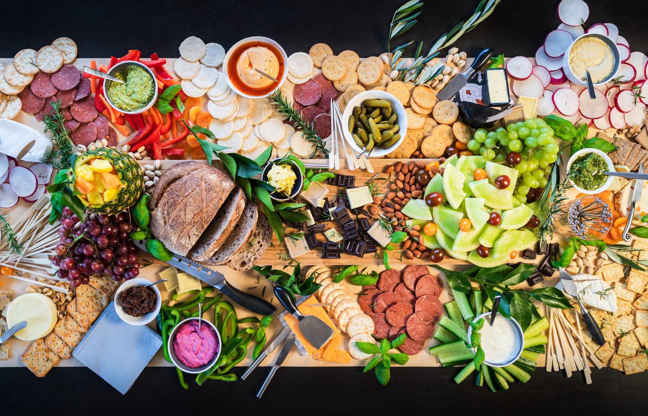 italian mediterranean food shot from above