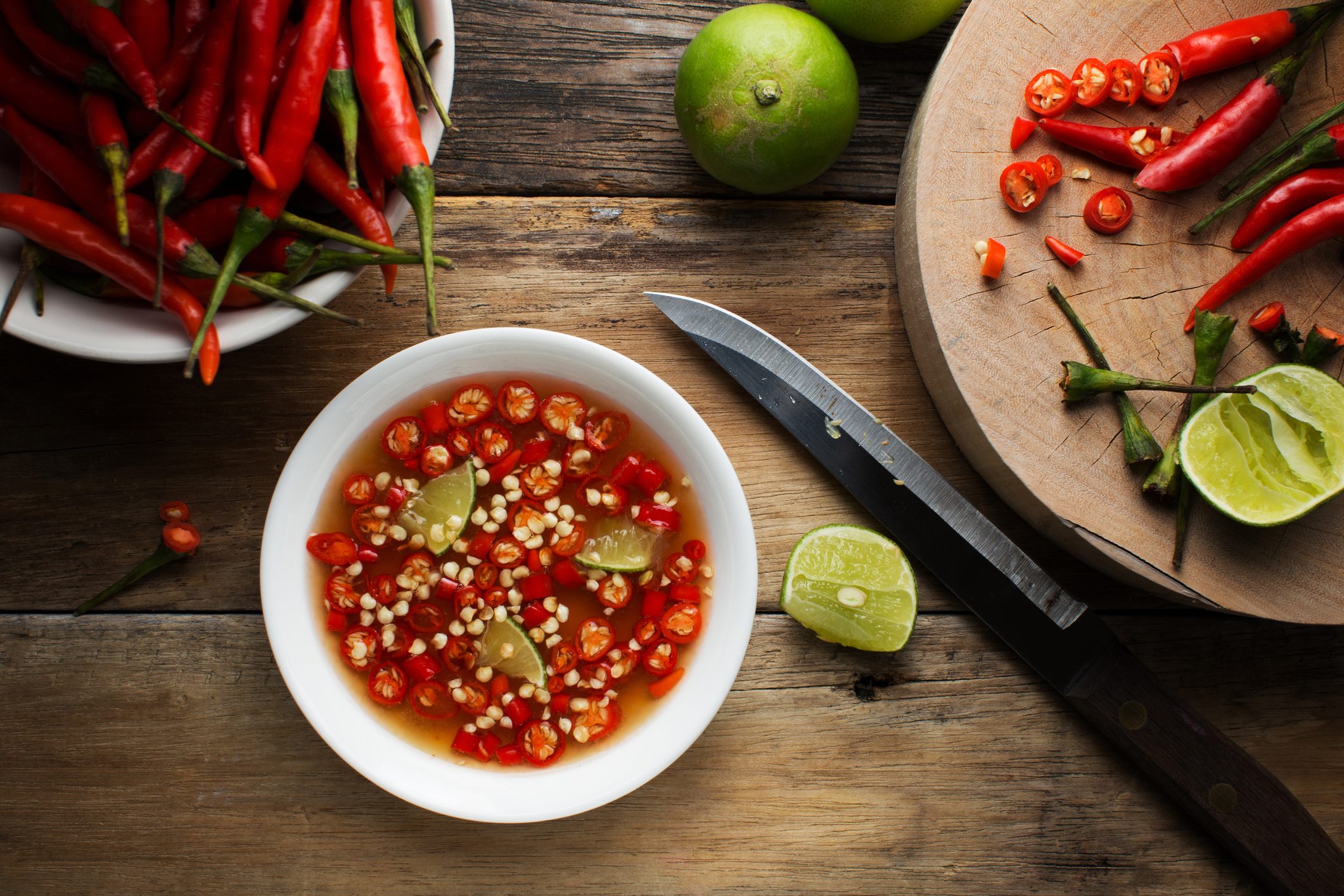 spicy thai food from above