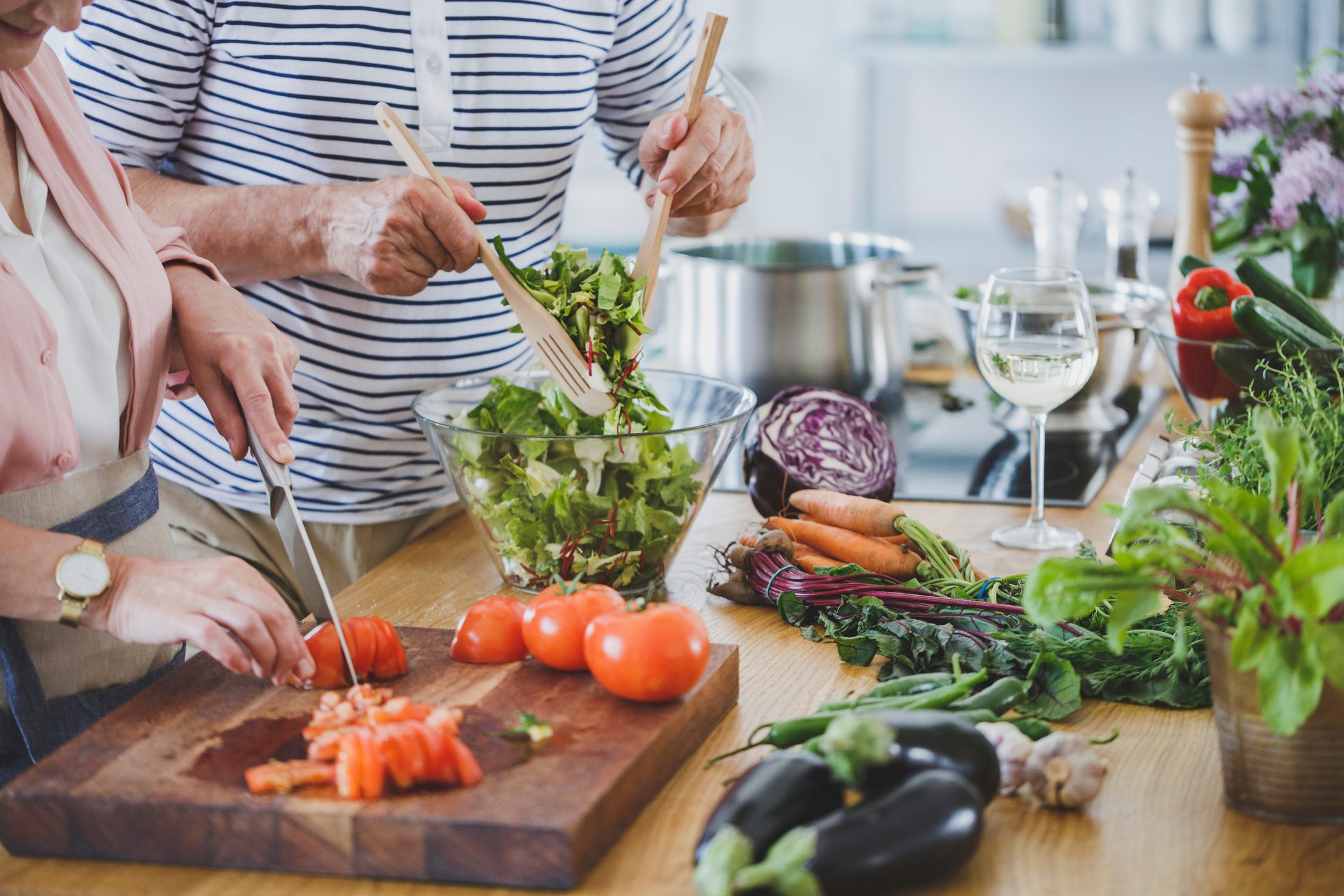 preparing salad at home