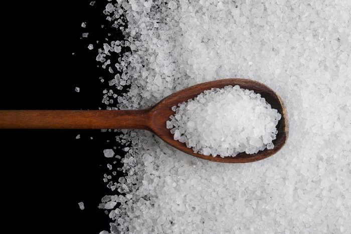 Sea salt crystals on a black background