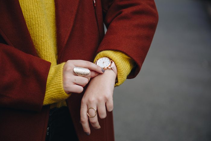 woman checking her watch