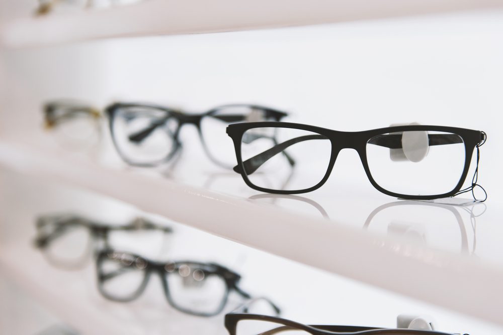 Eye glasses in a store