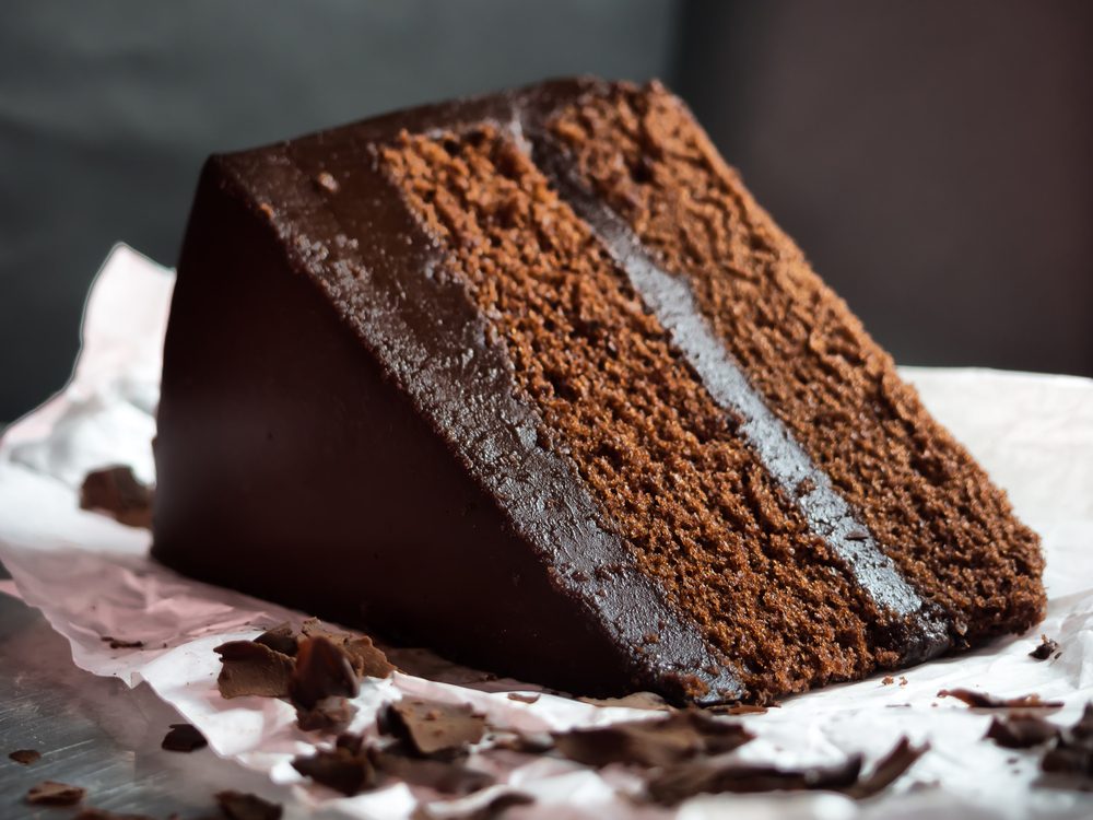 chocolate fudge cake,selective focus.