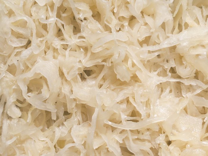 close up of sauerkraut food background