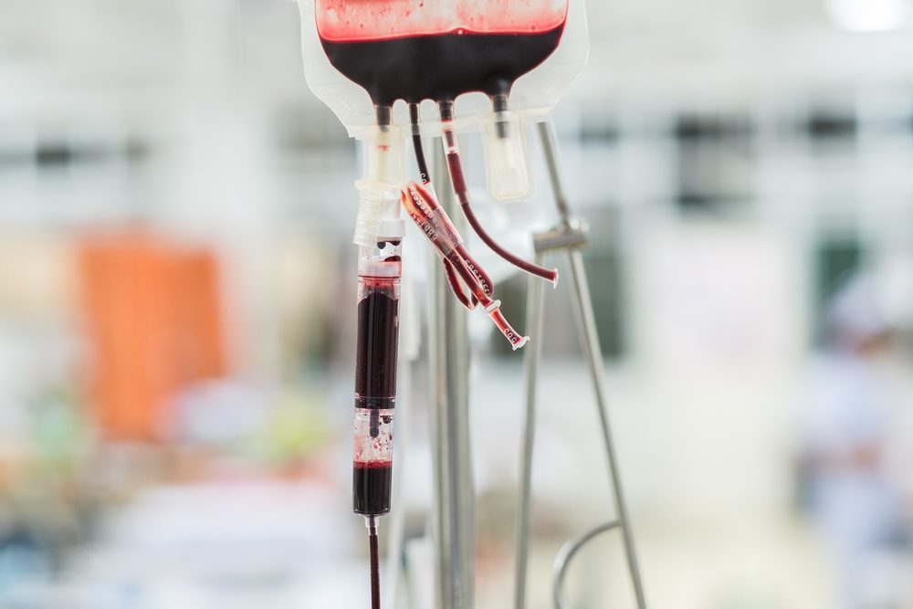 Blood transfusion to a patient in the hospital