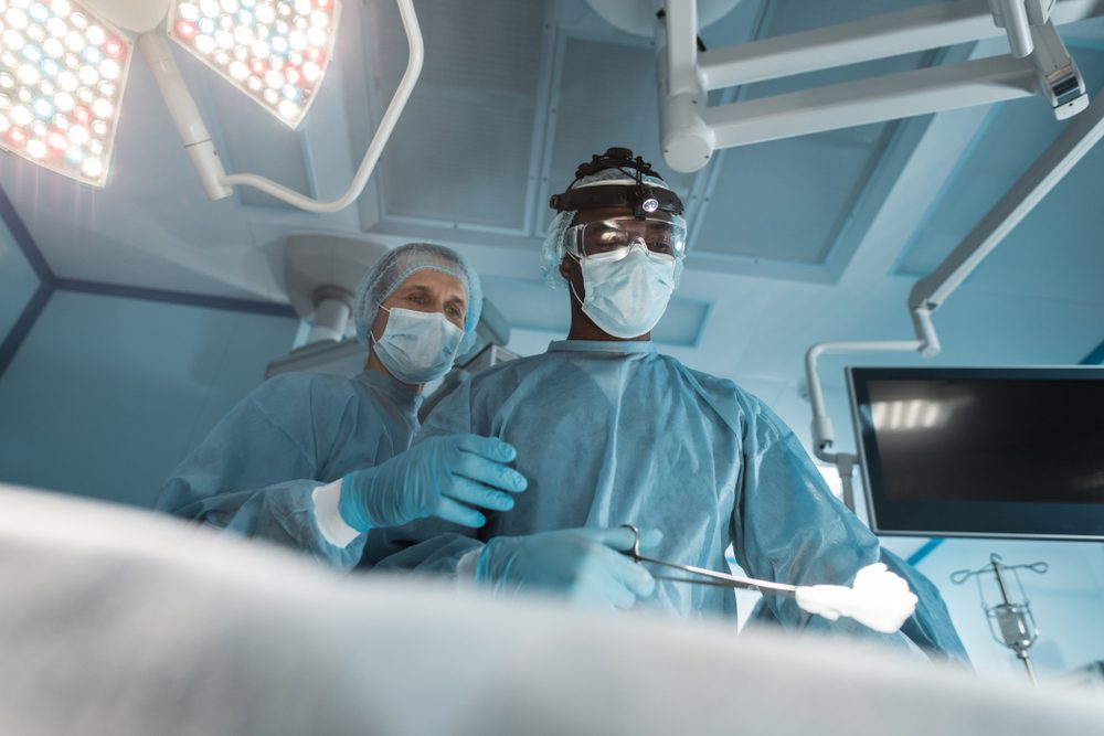 bottom view of multicultural surgeons at surgery