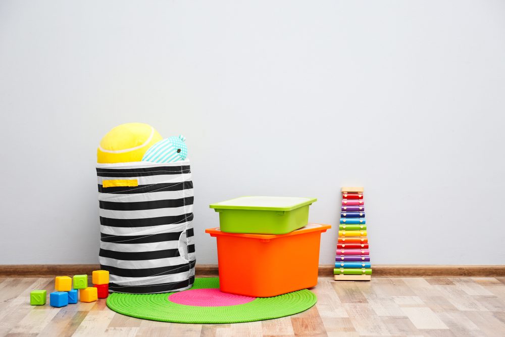 Children's room with light wall, interior details