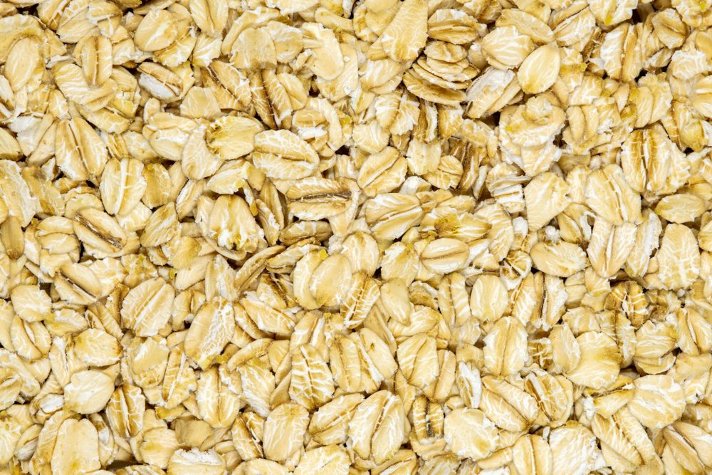 Oatmeal, macro, close up, top view. Popular healthy breakfast food. Source of important vitamins, minerals, fiber and antioxidants.