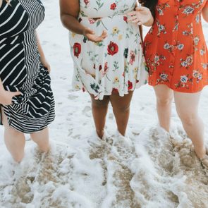 Curvy women at the beach