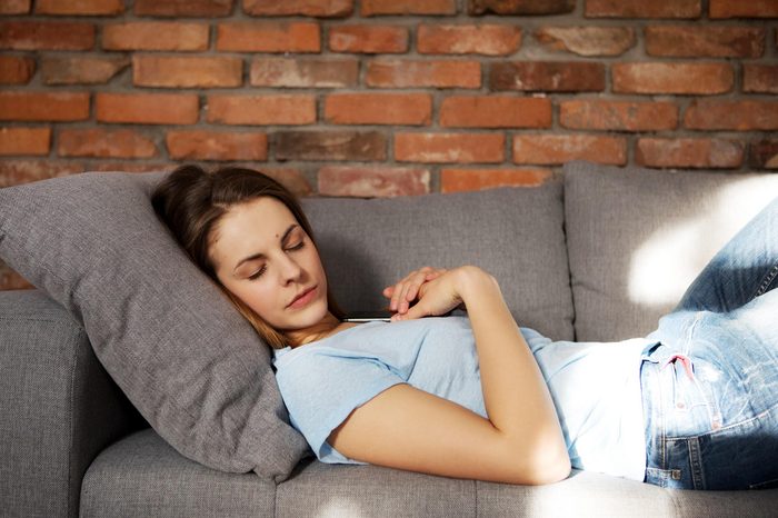 woman nap couch