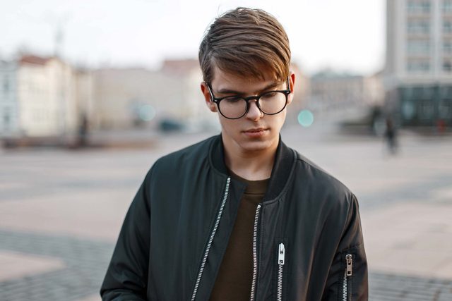young man wearing glasses