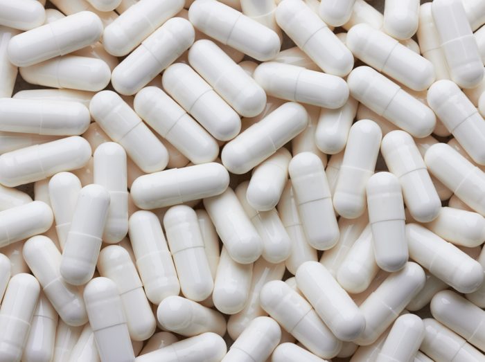 White pills close up