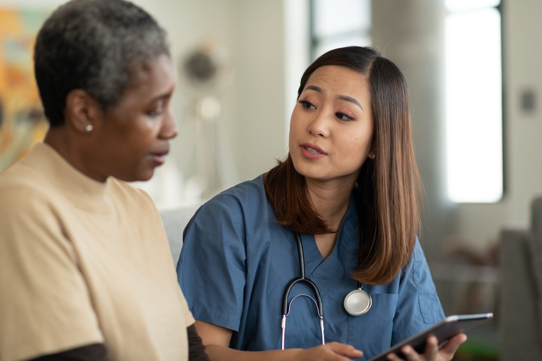 nurse and patient talking about test results