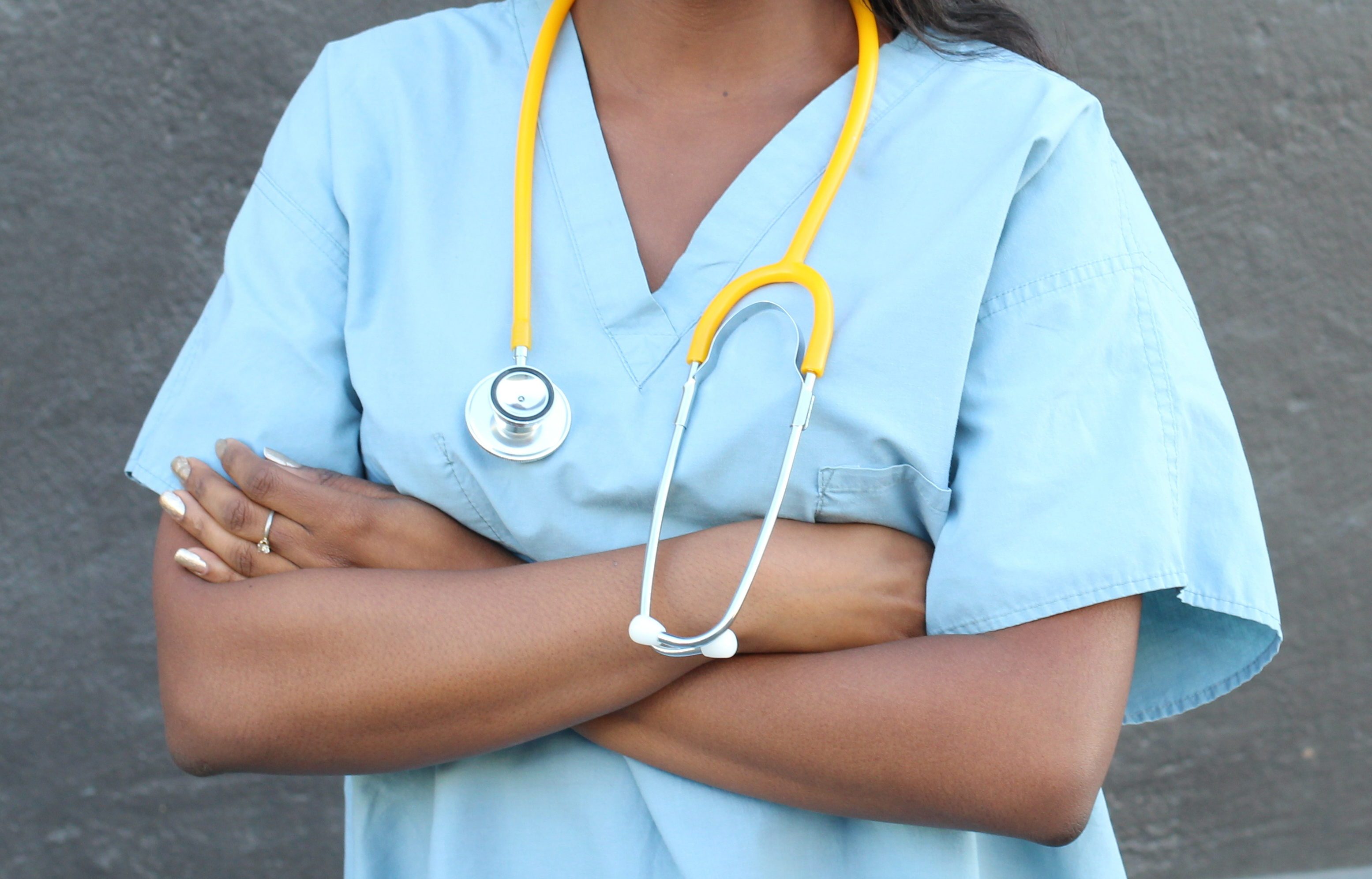 Female african american medical professional - Stock image with copy space