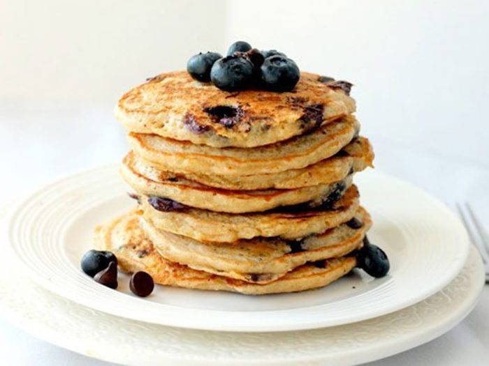 Blueberry Chocolate Chip Quinoa Pancakes