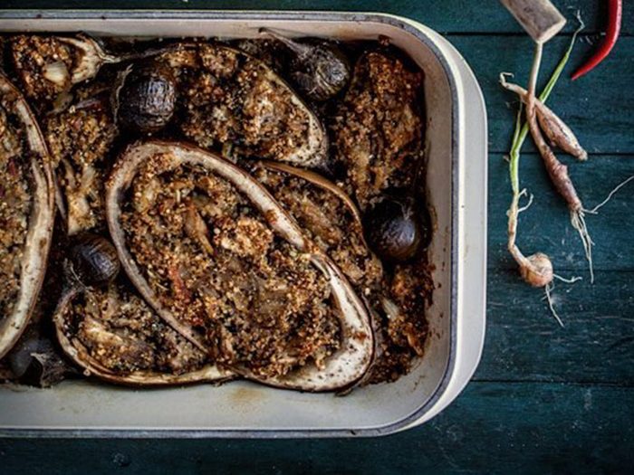 Quinoa Stuffed Eggplant